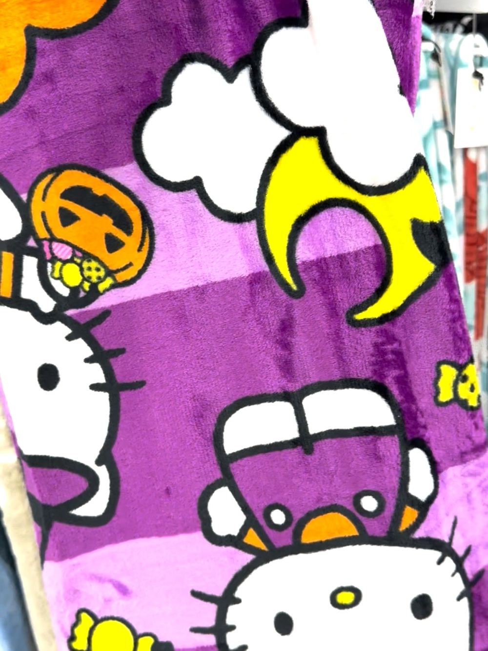 Hello Kitty Purple and Orange Halloween Plush Throw - Picture 3 of 4